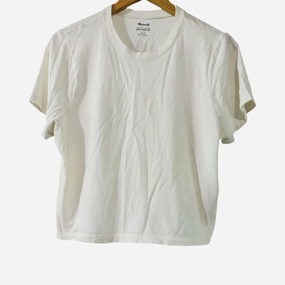 Madewell Softfade Cotton Boxy Crop Tee Short Sleeve Top Size Large NWOT - Picture 4 of 9